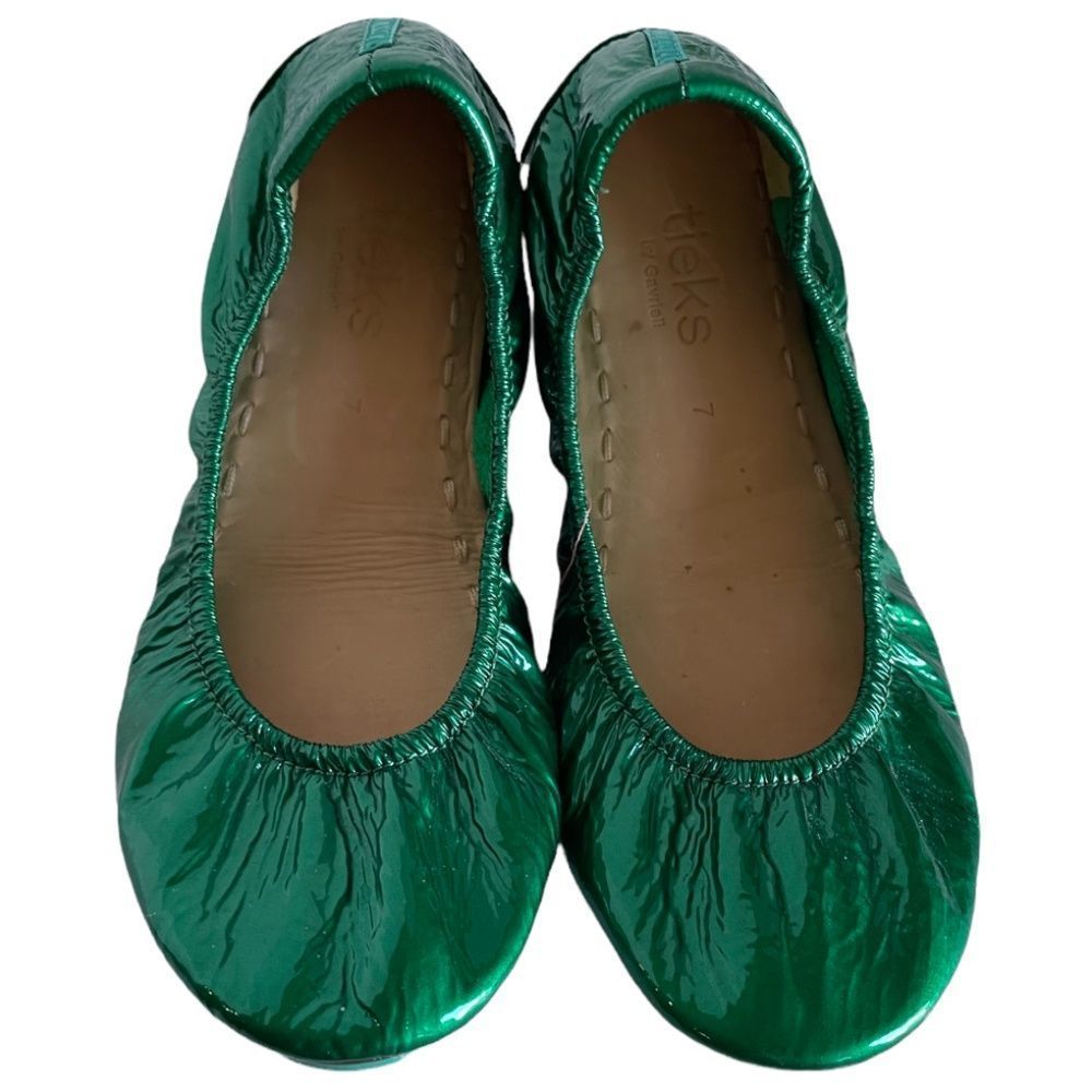 TIEKS Emerald City Green Patent Flats - Size 7